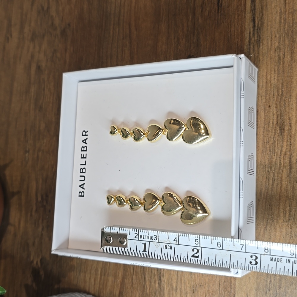 BaubleBar - Gold Heart Drop Earrings - Picture 3 of 5